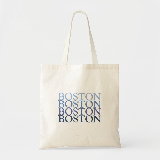 Tote Bag Massachusetts de Boston, bleu et bleu clair (Devant)