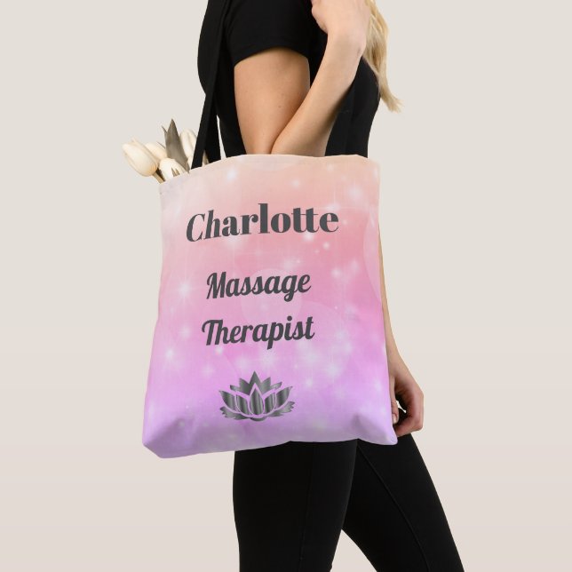 Tote Bag Massothérapie personnalisée design pastel (De près)