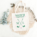 Tote Bag Match Fabriqué dans le Ciel Golf Bachelorette Brid<br><div class="desc">Vous cherchez l'accessoire parfait pour la soirée de bachelorette sur le thème du tennis ? Ne cherchez pas plus loin que notre sac fourre-tout de bachelorette de tennis "Match Made in Heaven" ! Ce sac fourre-tout élégant et pratique conviendra parfaitement à tous les futurs futurs mariés amateurs de tennis. Conçu...</div>