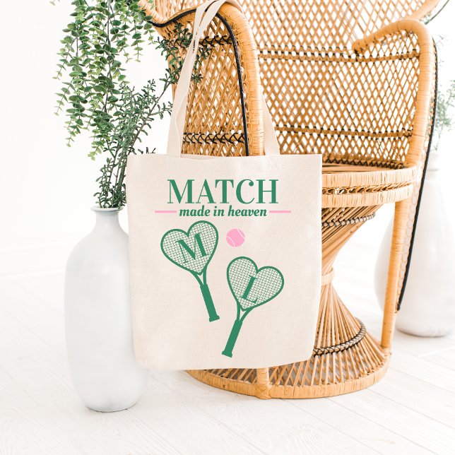 Tote Bag Match Fabriqué dans le Ciel Tennis Bachelorette Br (Match Made in Heaven Tennis Country Club Bridal Shower )