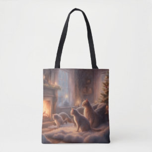 Tote Bag Matin de Noël brumeux au coin du feu
