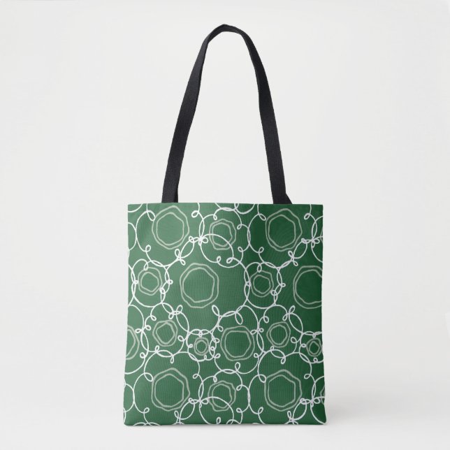 Tote Bag Matrice florale abstraite (vert foncé) Beaux-arts (Devant)