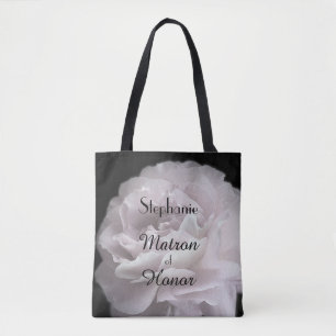 Tote Bag Matron of Honor, Name, Pale Pink Rose