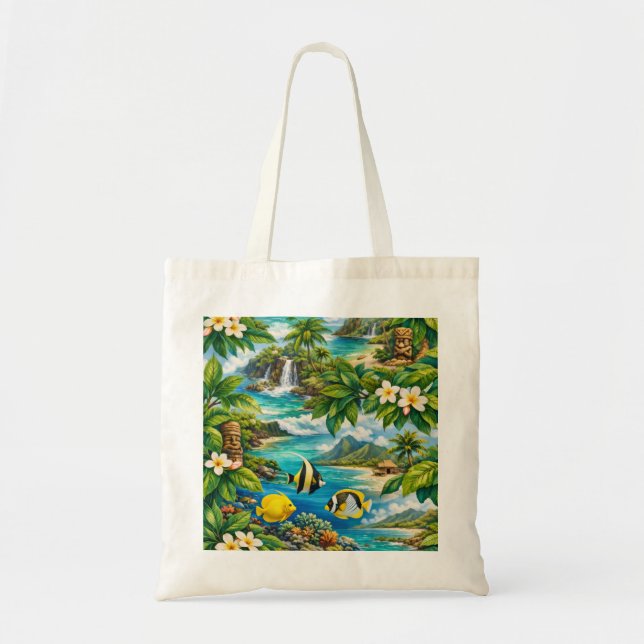 Tote Bag Maui Hawaii Cascade Tropicale Récif Poisson (Devant)