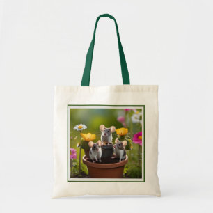Tote Bag "Mauvais chef de jardin : trois souris dans des po