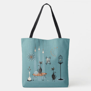 Tote Bag Mauvais Milieu Du Siècle / Mâle Rouge Chat