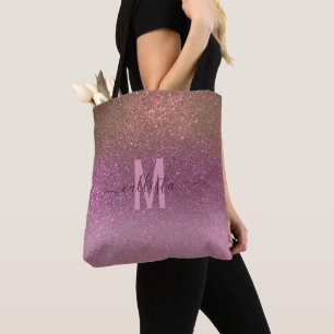 Tote Bag Mauve d'or violet Parties scintillant étincelante