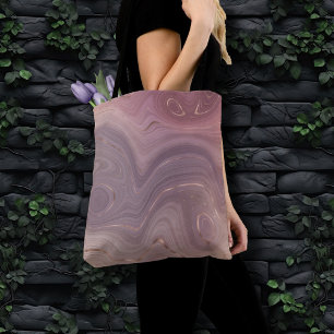 Tote Bag Mauve Strata Dusty Rose et Rose Gold Agate