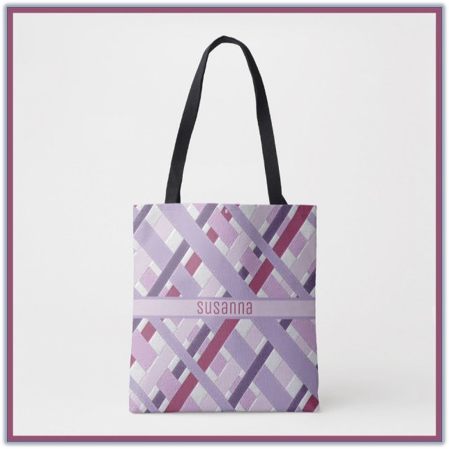 Tote Bag Mauve texturé moderne rayé (Créateur téléchargé)