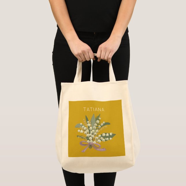 Tote Bag May Lily of the Valley Floral Bouquet Nom personna (Devant (produit))
