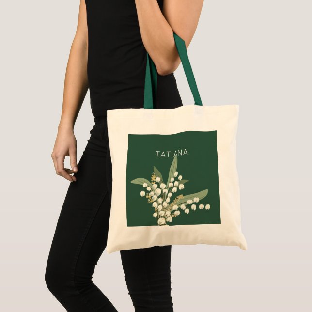 Tote Bag May Lily of the Valley Floral Bouquet Nom personna (Devant (produit))
