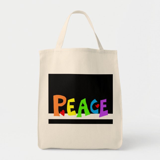 Tote Bag MAZIPOODLES Paix Arc-en-ciel (Devant)