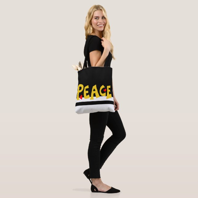 Tote Bag MAZIPOODLES Paix Jaune (Sur le modèle)