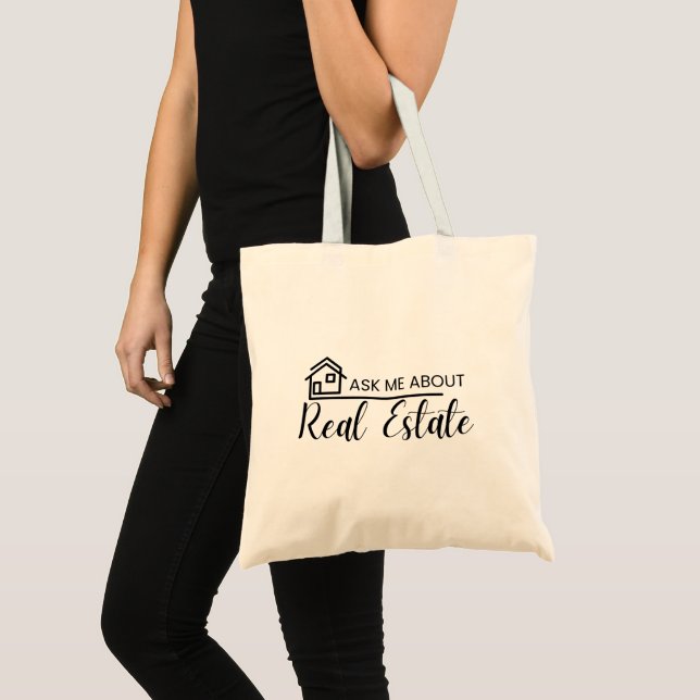 Tote Bag me demander immobilier Shirt Realtor Marketing (Devant (produit))