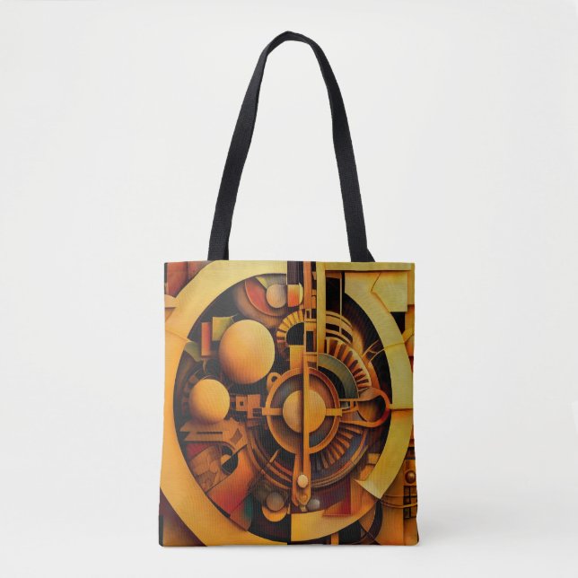 Tote Bag Mécanisme doré abstrait Steampunk (Devant)