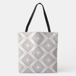 Tote Bag Médaillon Diamant Beige/Tan Designer Fourre-tout