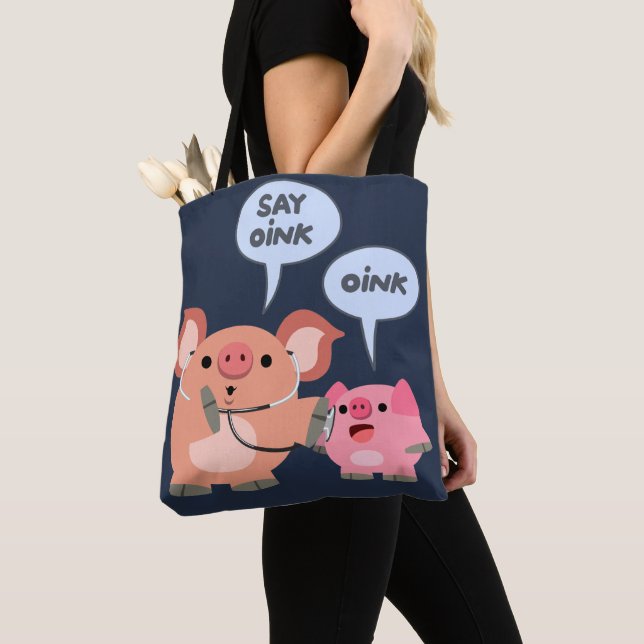 Tote Bag Médecin et patient du cochon de dessin mignon (De près)