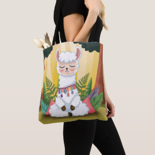 Tote Bag Méditation de la llama dans la Forêt Magique