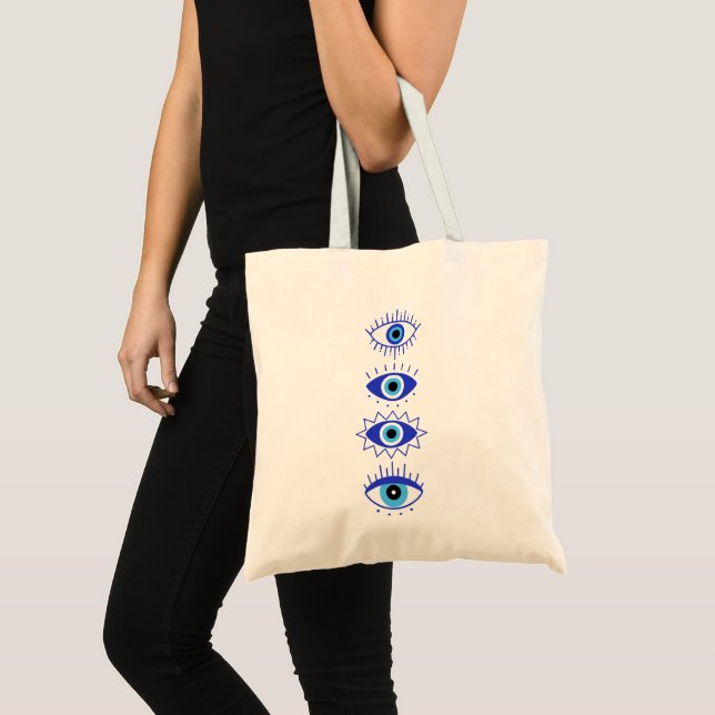 Tote Bag Méditation de l'énergie du mal bleu Hamsa Mystical (Devant (produit))