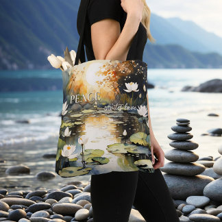 Tote Bag Méditation nénuphar Pond Peace Love