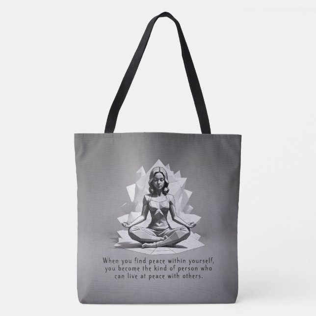Tote Bag Méditation Yoga Instructeur Reiki Master Low Poly (Devant)