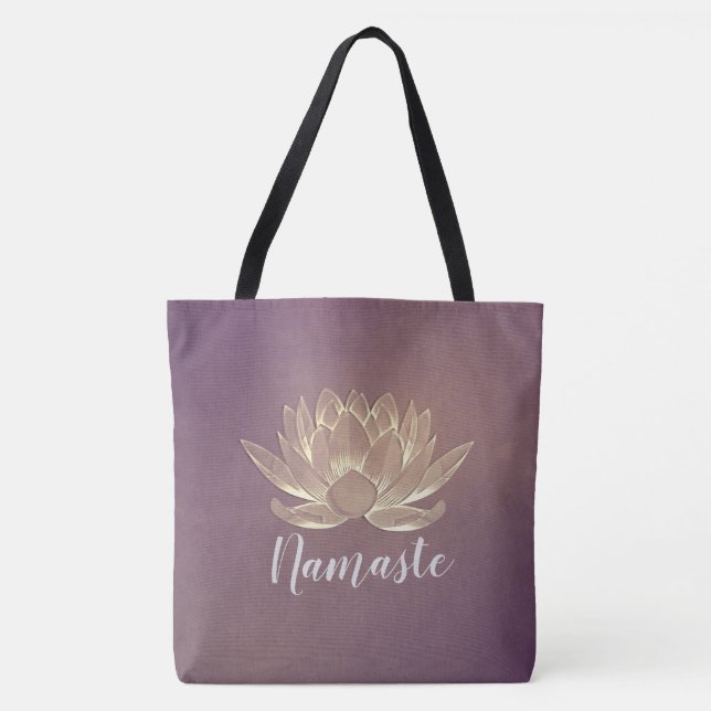 Tote Bag Méditation YOGA instructeur Reiki Purple Gold Lotu (Devant)