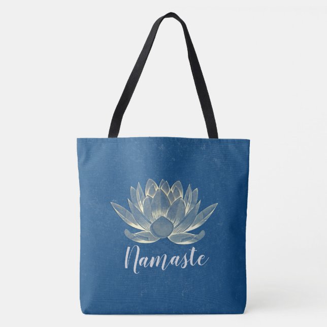 Tote Bag Méditation YOGA Reiki Instructeur Blue & Gold Lotu (Devant)