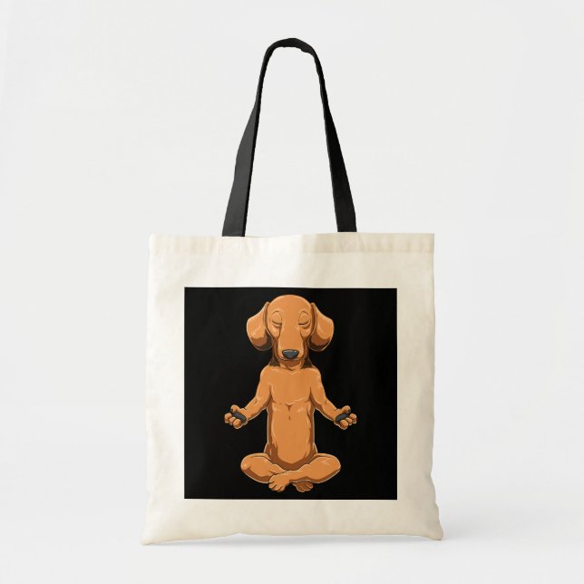 Tote Bag Méditer Dachshund Yoga Méditer Chien (Devant)