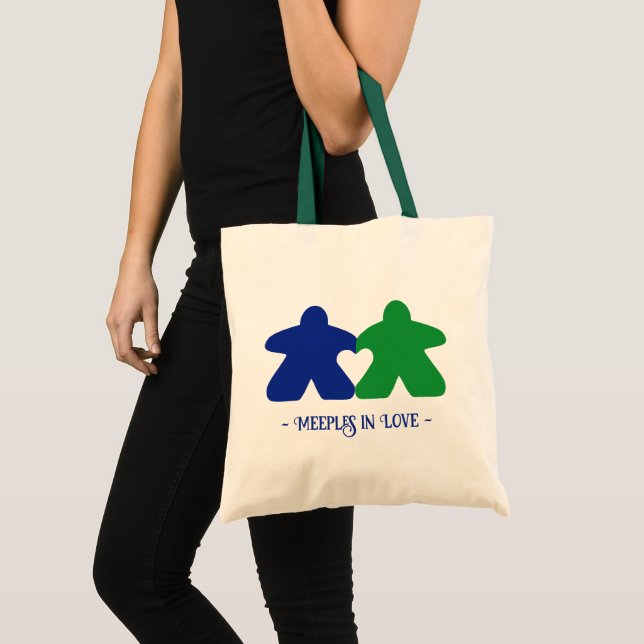 Tote Bag Meepes en Love, Blue & Green Basic Fourre-tout (Devant (produit))