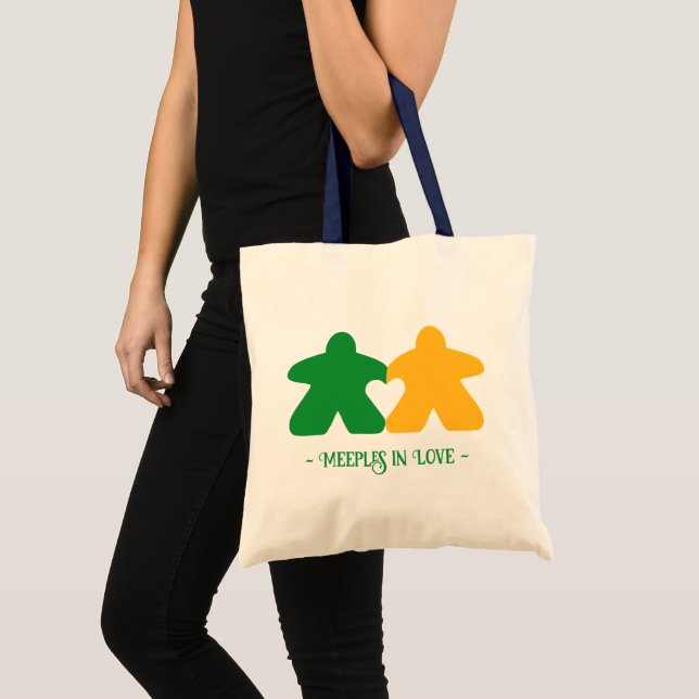Tote Bag Meeples en Love, Green & Yellow Basic Fourre-tout (Devant (produit))