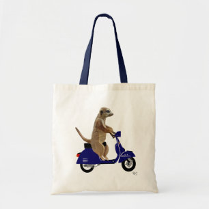 Tote Bag Meerkat sur le vélomoteur bleu-foncé