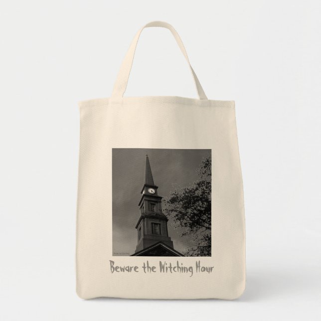 Tote Bag 'Méfiez-vous de l'heure de la sorcière' Toile Four (Devant)