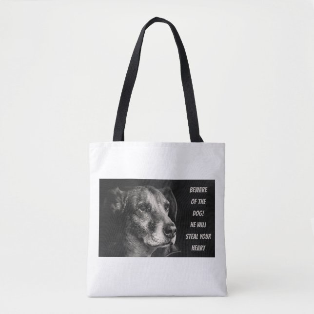 Tote Bag Méfiez-vous du chien, photo de l'animal de compagn (Devant)