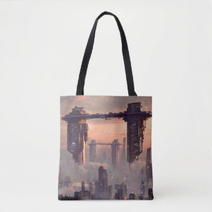 Tote Bag Mégastructures flottantes futuristes au-dessus de