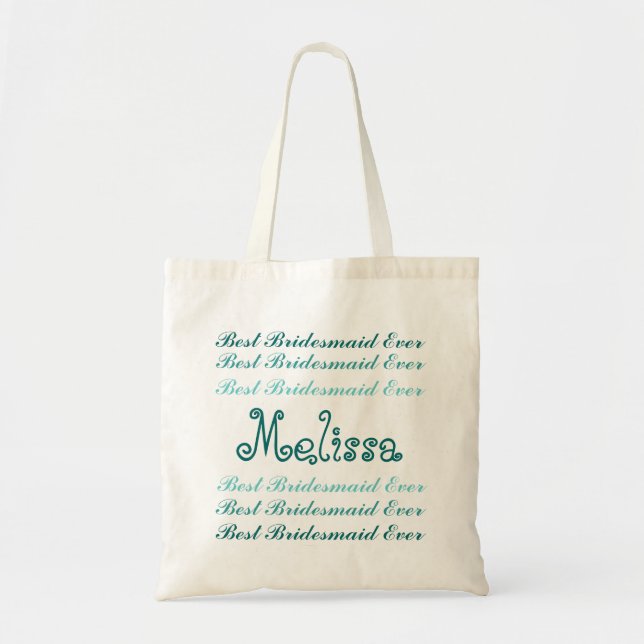 Tote Bag Meilleur Aqua nommé fait sur commande et Teal V2 (Devant)