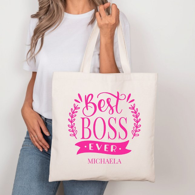Tote Bag Meilleur Boss jamais personnalisé Wreath (Créateur téléchargé)