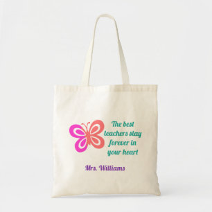 Tote Bag Meilleur Bouton Enseignant Citation Joli Monogramm