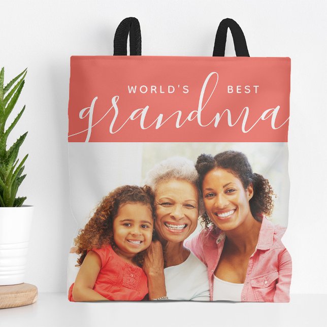 Tote Bag Meilleur cadeau photo personnalisé de grand-mère a (Créateur téléchargé)