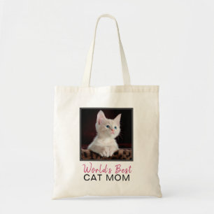 Tote Bag Meilleur Chat du monde mignonne Maman Carré rose g