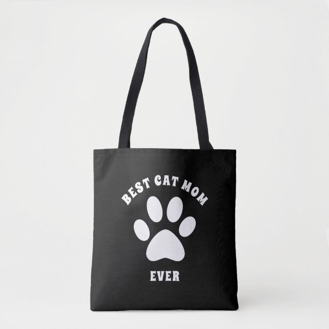 Tote Bag Meilleur Chat Maman Jour Texte Personnalisé (Devant)
