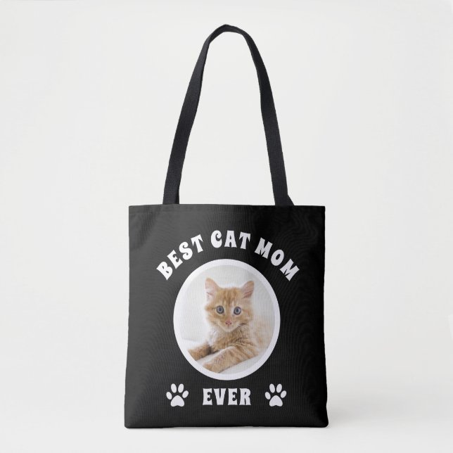 Tote Bag Meilleur Chat Maman Toujours Personnalisé Photo Pe (Devant)