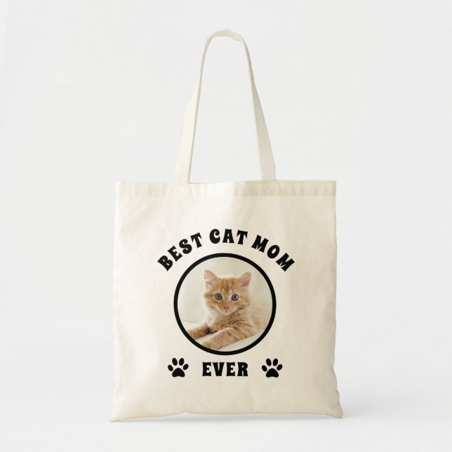 Tote Bag Meilleur Chat Maman Toujours Personnalisé Photo Pe (Devant)