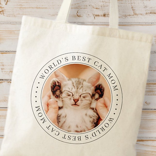 Tote Bag Meilleur Chat Mondial Maman Classique Photo Simple (Créateur téléchargé)