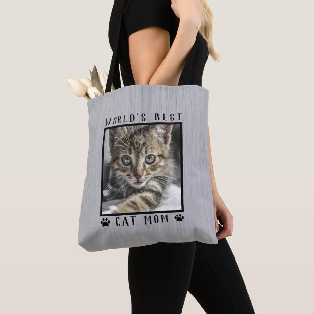 Tote Bag Meilleur Chat Mondial Maman Empreintes de pattes P (De près)