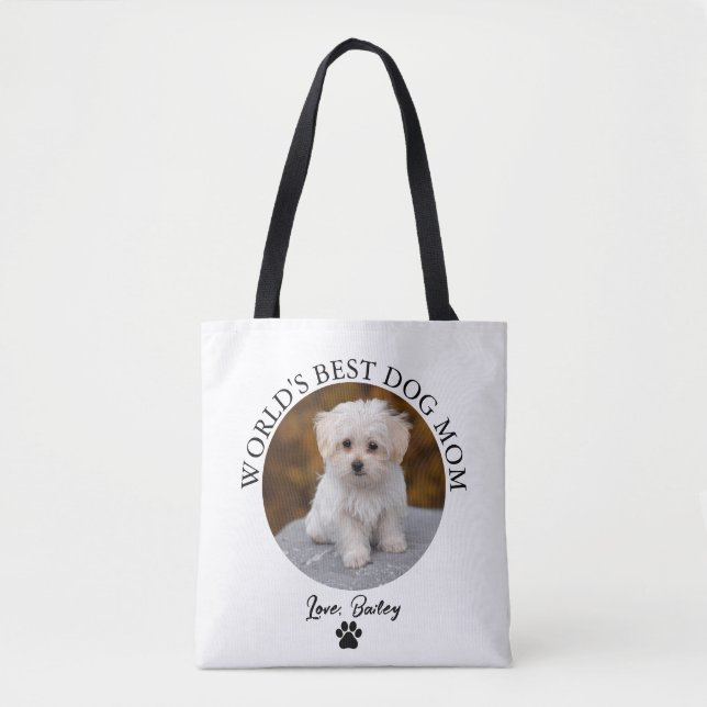 Tote Bag Meilleur Chien Maman Empreinte de patte Personnali (Devant)