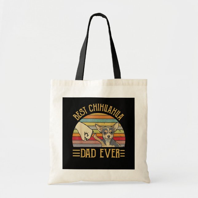 Tote Bag Meilleur Chihuahua Papa Jamais Rétro Vintage (Devant)
