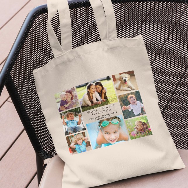 Tote Bag Meilleur collage photo de grand-mère au monde pers (Créateur téléchargé)
