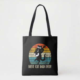TOTE BAG MEILLEUR DAD CAT JAMAIS RETRO VINTAGE