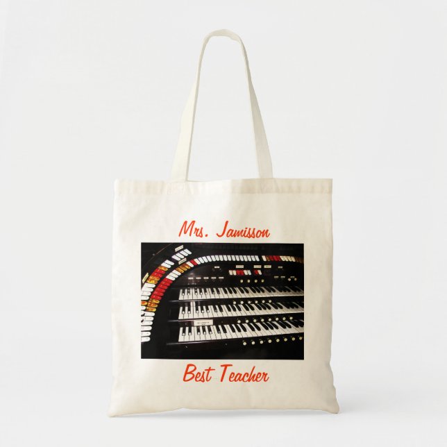 Tote Bag Meilleur enseignant, Appréciation Merci, Nom, Toil (Devant)