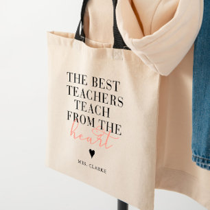 Tote Bag Meilleur Enseignant Coeur Moderne Design Enseignan